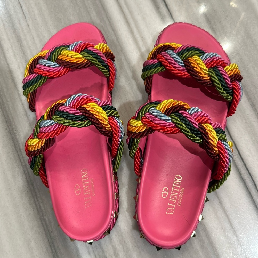 Valentino Rainbow Braided Sandals
